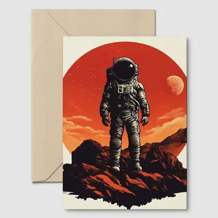 Astronaut Standing On Rocky Mars Surface