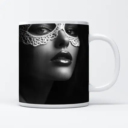 Woman Lace Masquerade Mask Black White