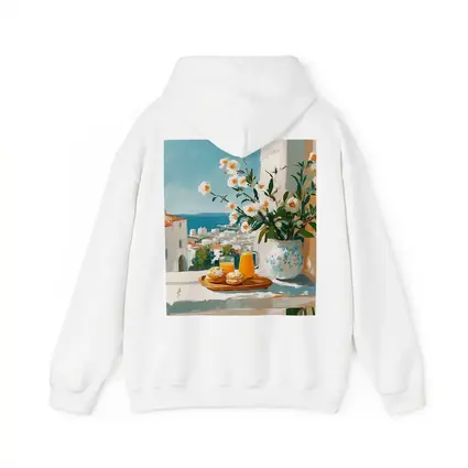 Mediterranean Breakfast Table White Flowers Ocean View