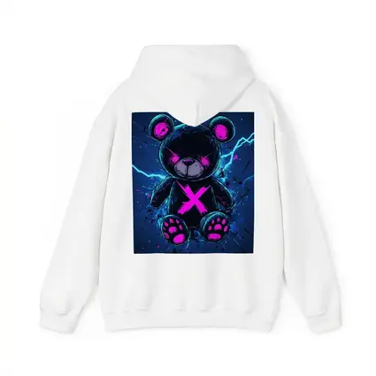 Dark Neon Teddy Bear Cyberpunk Blue Background