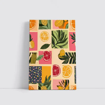 Tropical Citrus Fruits Collage Pattern Art