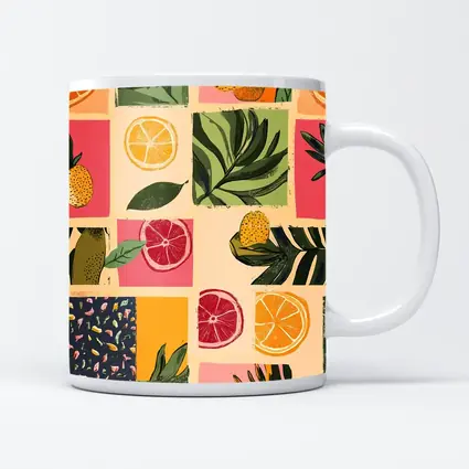 Tropical Citrus Fruits Collage Pattern Art