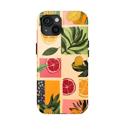 Tropical Citrus Fruits Collage Pattern Art