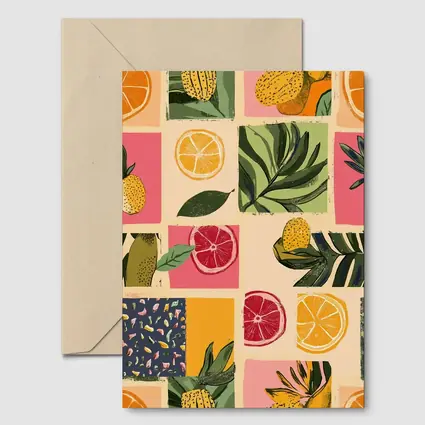 Tropical Citrus Fruits Collage Pattern Art