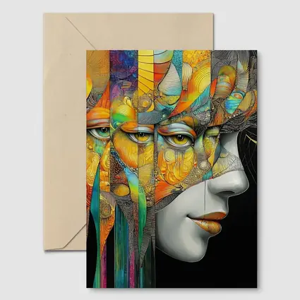 Surreal Woman Face Colorful Abstract Art