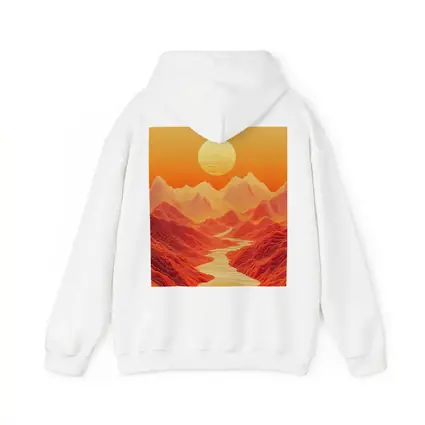 Red Mountains River Valley Sun Art