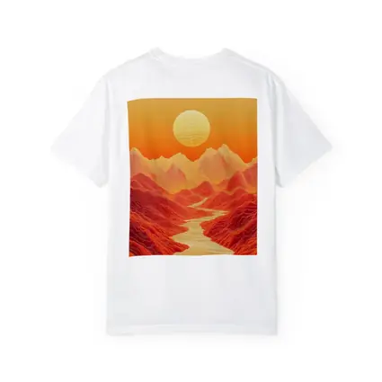 Red Mountains River Valley Sun Art