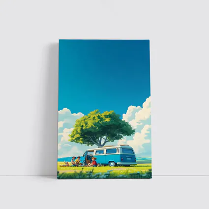 Anime Style Camper Van Summer Green Field
