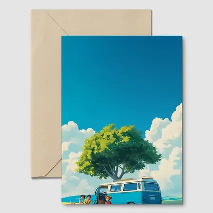 Anime Style Camper Van Summer Green Field
