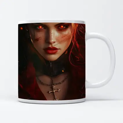 Dark Fantasy Woman Glowing Red Eyes Fire