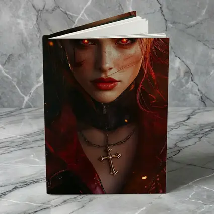 Dark Fantasy Woman Glowing Red Eyes Fire