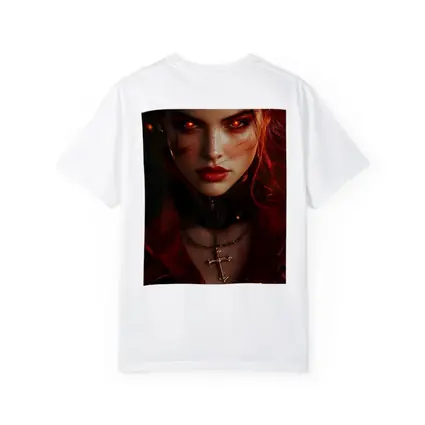Dark Fantasy Woman Glowing Red Eyes Fire