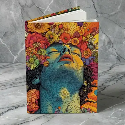 Woman Head Blooming Flowers Psychedelic Art