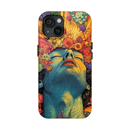 Woman Head Blooming Flowers Psychedelic Art