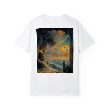 Fantasy Ruins Moon Golden Sky Landscape