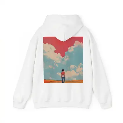 Anime Girl Standing Under Red Sky