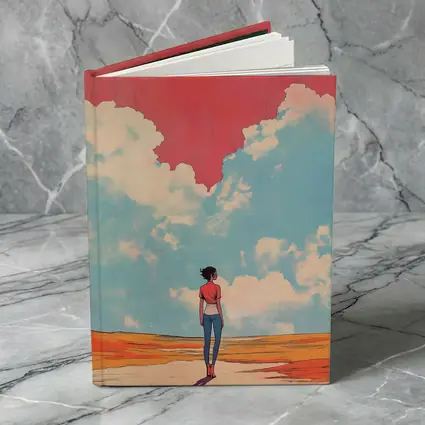 Anime Girl Standing Under Red Sky
