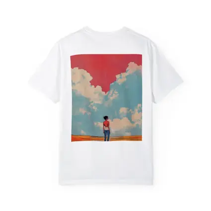 Anime Girl Standing Under Red Sky