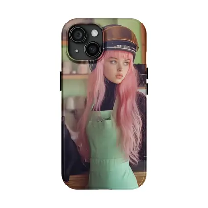 Pink Hair Girl Black Cat Coffee Shop