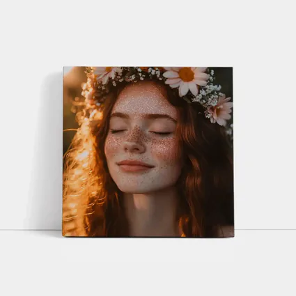 Freckled Woman Flower Crown Golden Hour