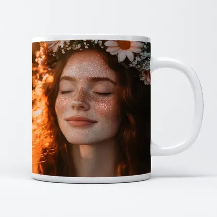 Freckled Woman Flower Crown Golden Hour