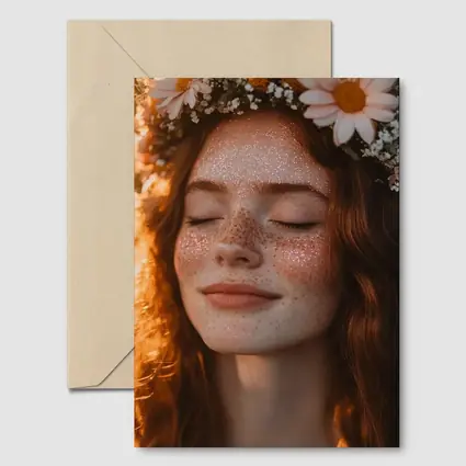 Freckled Woman Flower Crown Golden Hour