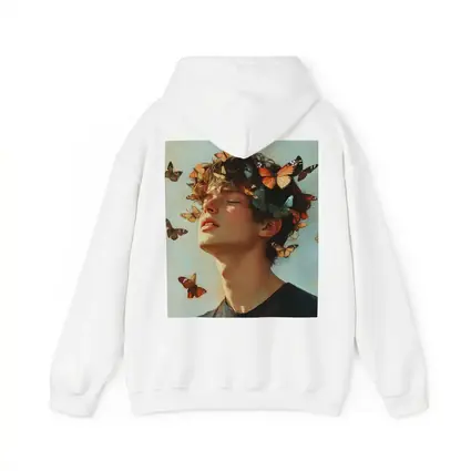 Young Man With Butterflies Oil Painting
