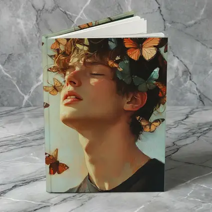 Young Man With Butterflies Oil Painting