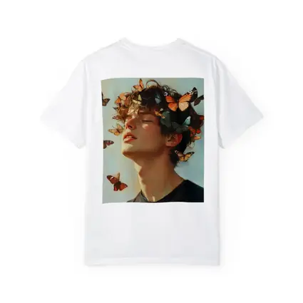 Young Man With Butterflies Oil Painting