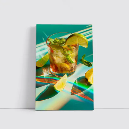 Iced Cocktail Lime Mint Teal Summer