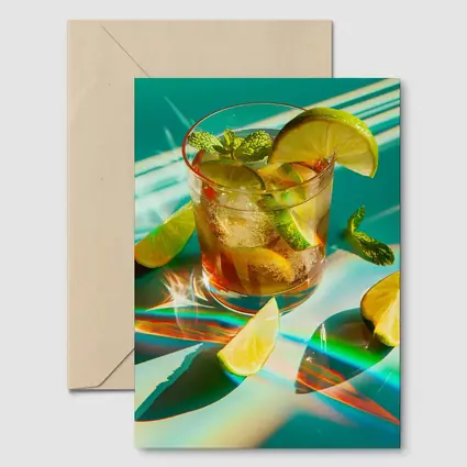 Iced Cocktail Lime Mint Teal Summer