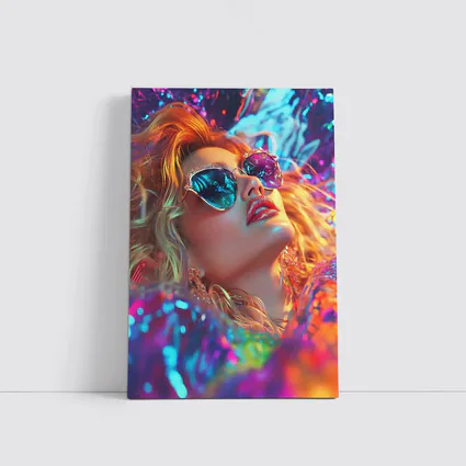 Glamour Woman Neon Holographic Fashion Portrait