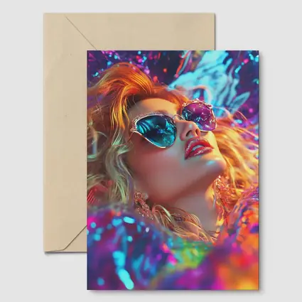 Glamour Woman Neon Holographic Fashion Portrait