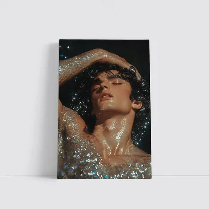 Young Man Wet Dark Water Glistening