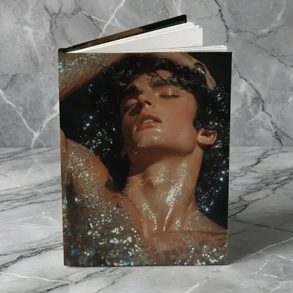 Young Man Wet Dark Water Glistening