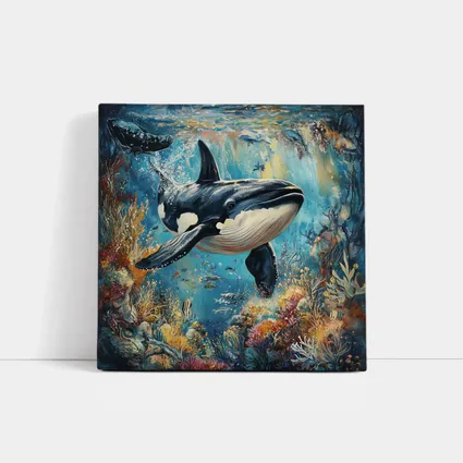 Orca Killer Whale Swimming Coral Reef Ocean