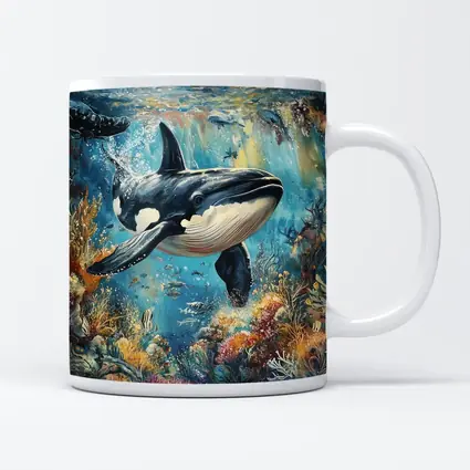 Orca Killer Whale Swimming Coral Reef Ocean