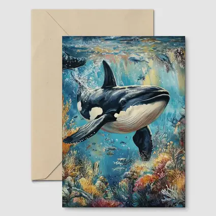 Orca Killer Whale Swimming Coral Reef Ocean