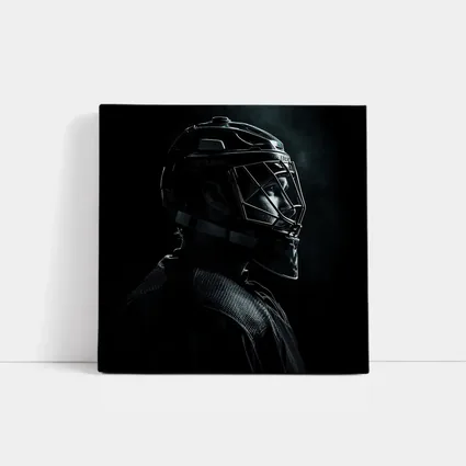 Hockey Goalie Dark Portrait Black Background