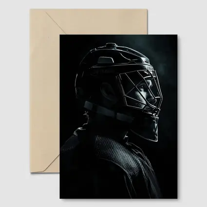 Hockey Goalie Dark Portrait Black Background