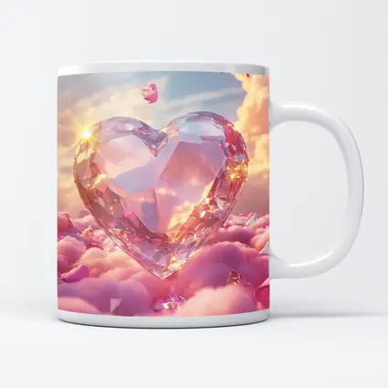 Crystal Diamond Heart Pink Dreamy Clouds Sky