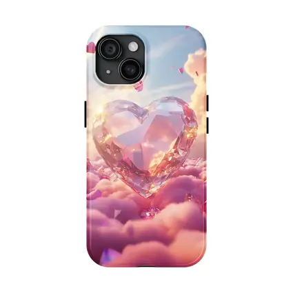 Crystal Diamond Heart Pink Dreamy Clouds Sky