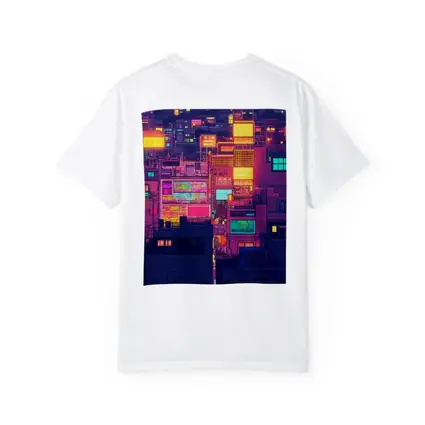 Pixel Art Neon City Night Skyline
