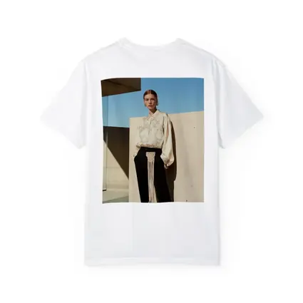 Cream Marble Blouse Black Trousers Minimal Architecture