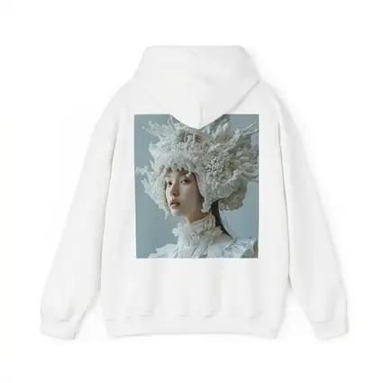 White Coral Headdress Woman Fashion Portrait