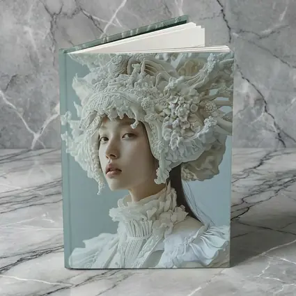 White Coral Headdress Woman Fashion Portrait