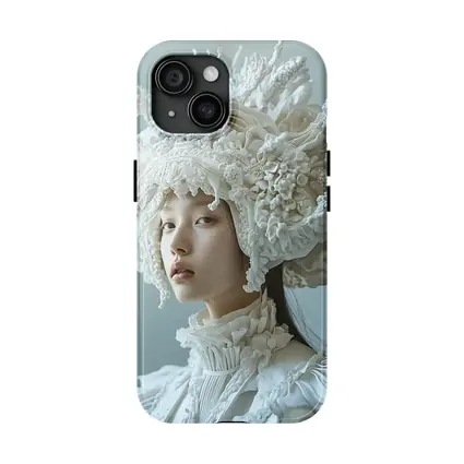 White Coral Headdress Woman Fashion Portrait