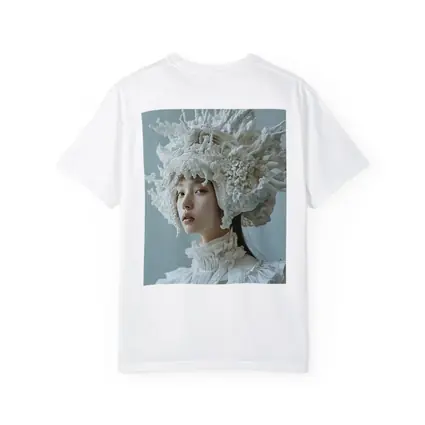 White Coral Headdress Woman Fashion Portrait