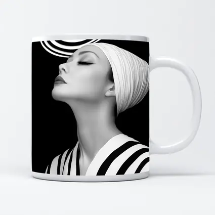 Black White Striped Woman Surreal Abstract Portrait