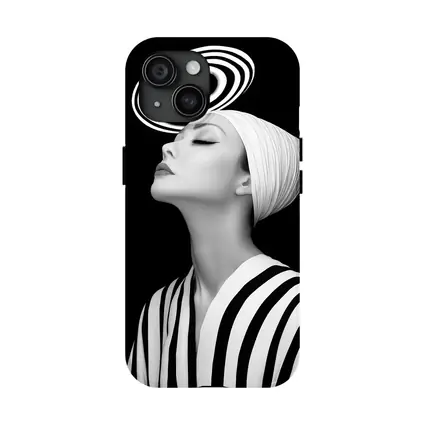 Black White Striped Woman Surreal Abstract Portrait
